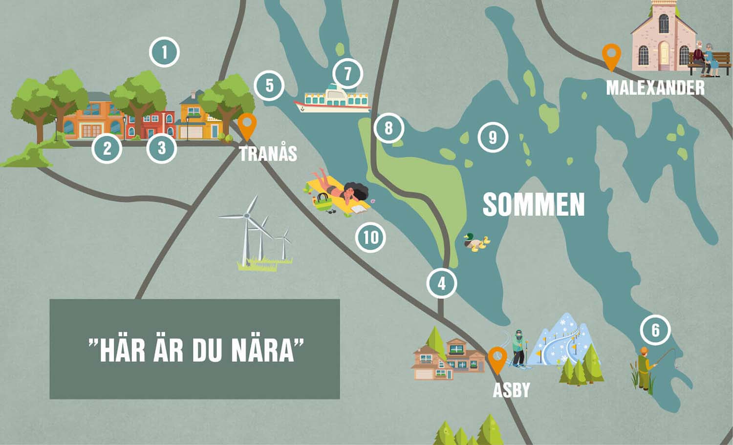 Karta över Tranås och Sommen 