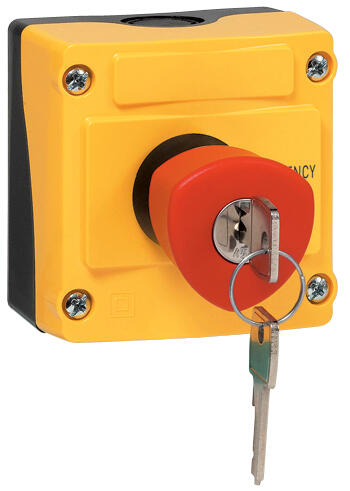 Nödstoppsknapp Ø40 mm Nycklåterställning (ISO13850)
